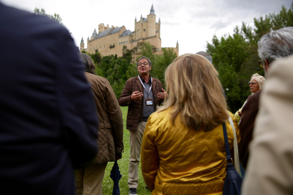 Families at IE University Parents Week Segovia viewing Alcázar
