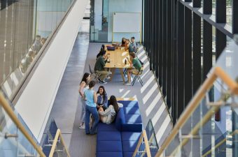 Students in IE Tower double floor|