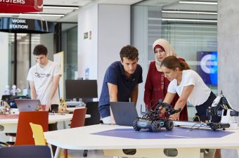 students and robots IE Tower||||||