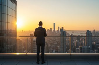 Business,,Man,And,Thinking,At,City,On,Rooftop,About,Career
